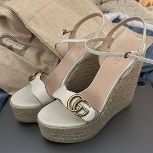 Gucci Women's leather platform espadrille, Mystic White - size 38